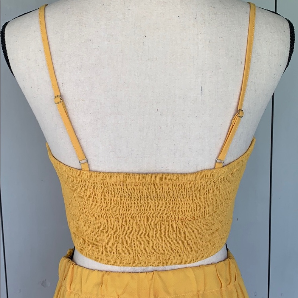 LUXXEL Yellow 2 Piece Halter Top High Waist Pants - Picture 5 of 16